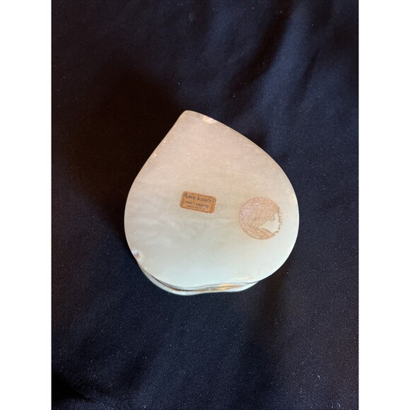 Heart Shaped Alabaster Jewelry Trinket Box Container Hand Carved Stone in Italy - Picture 3 of 14